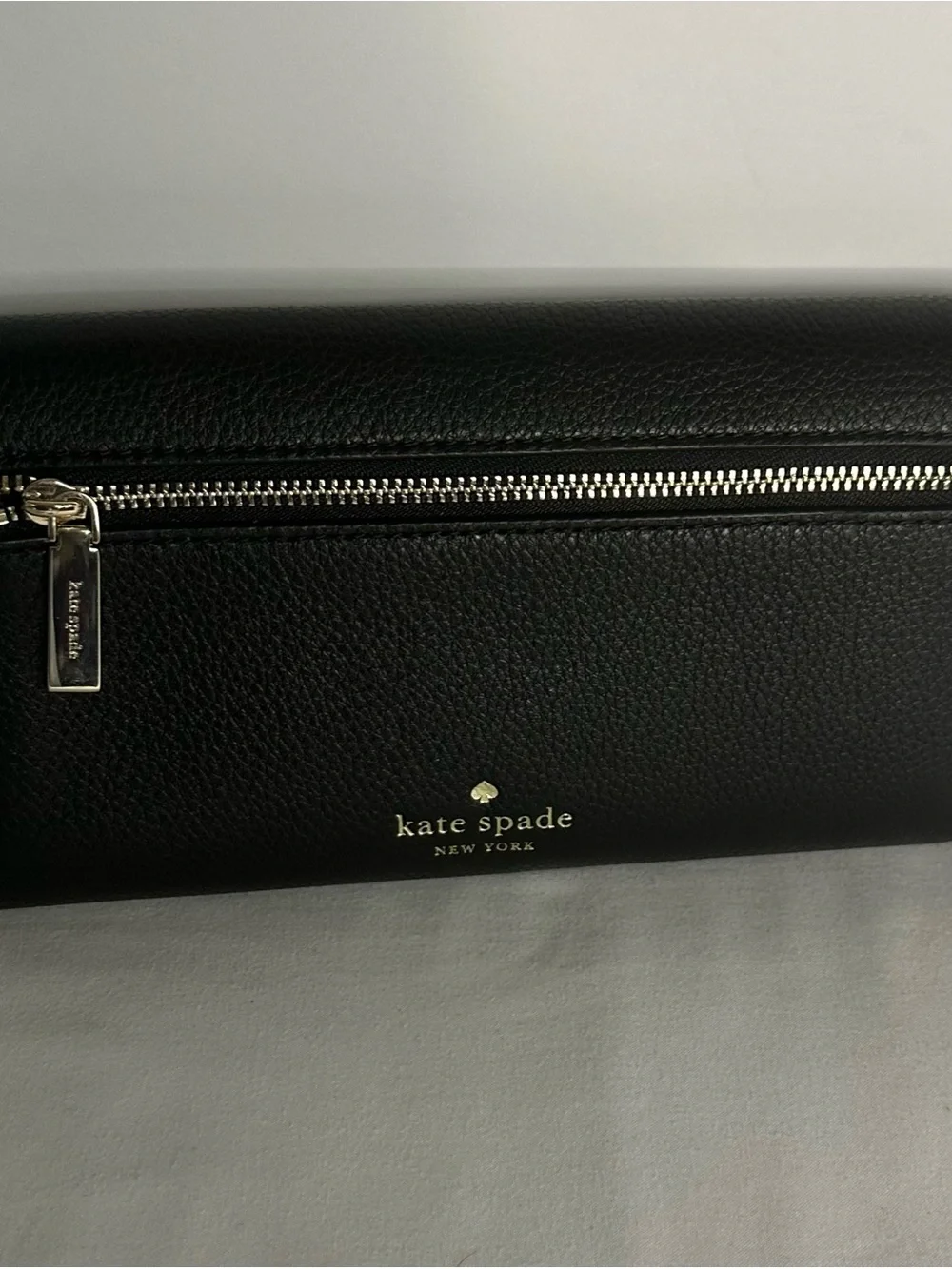 Kate Spade Marti Black Pebbled Leather Flap Zip Clutch Wallet